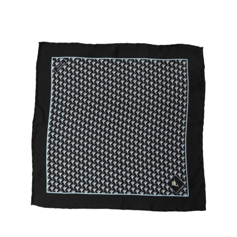 Dolce & Gabbana Black Silk Geometric Handkerchief Pocket Men's Scarf